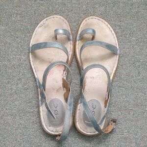 boc Metallic Blue Strappy Flat Sandals